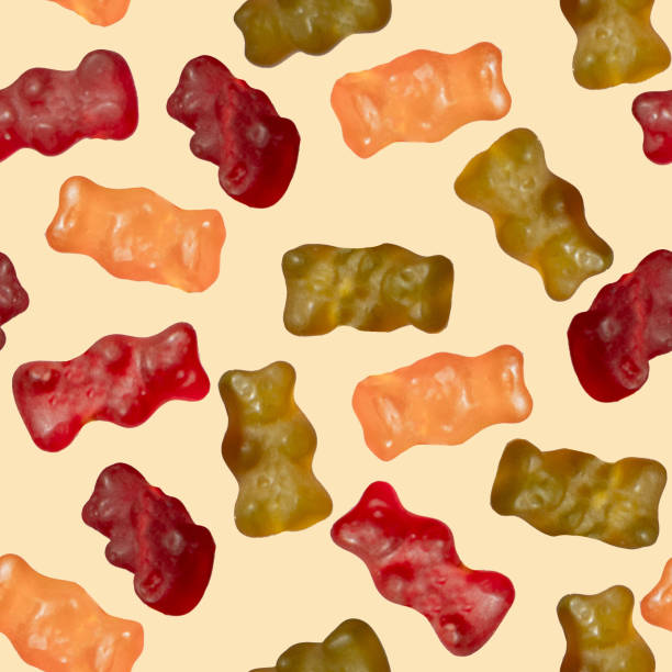 gummy vitamins seamless pattern stock photo
