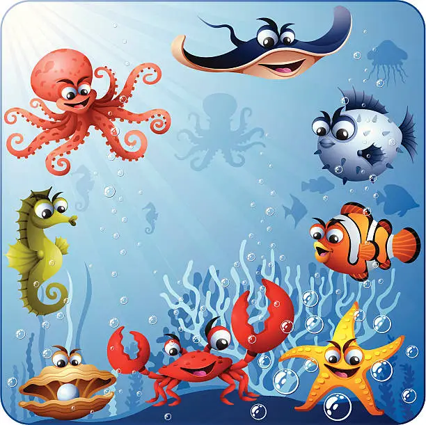 Vector illustration of Underwater Scene