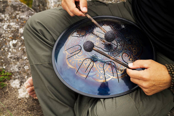 istock Musician drum sticks playing hand pan percussion instrument 1744552562