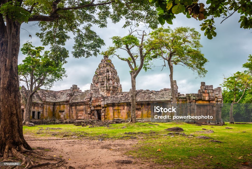 Phanom Rung Historical Park is a castle built in the ancient Khmer period located in Buriram Province, Thailand. Ancient Stock Photo