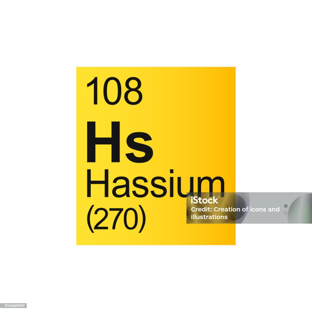 Hassium Example Hassium Chemical Element Of Mendeleev Periodic Table On Yellow ...