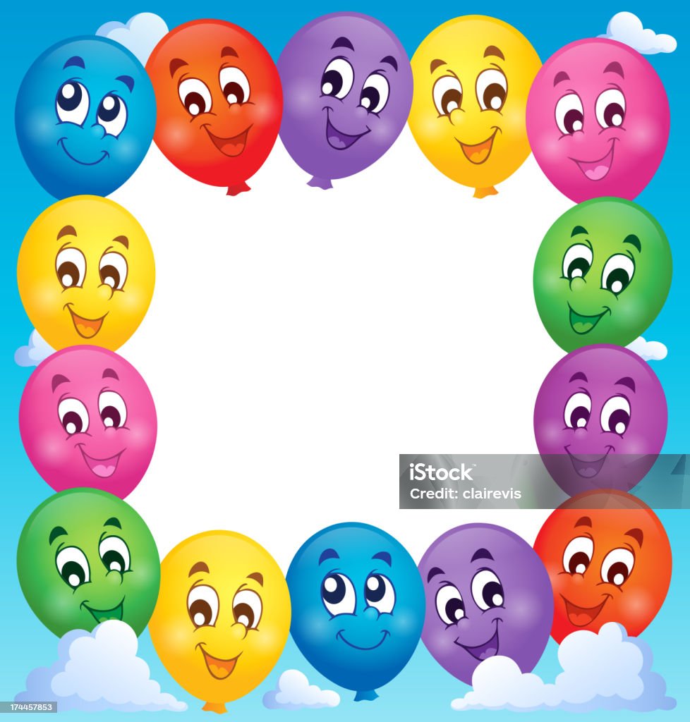 Balloons theme frame 1 Balloons theme frame 1 - eps10 vector illustration. Anthropomorphic Smiley Face stock vector