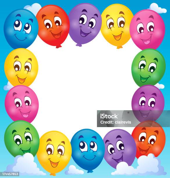 Balloons Theme Frame 1 Stock Illustration - Download Image Now - Anthropomorphic Smiley Face, Balloon, Border - Frame