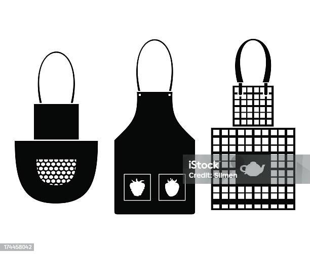 Черный Изолирован Силуэты Aprons — стоковая векторная графика и другие изображения на тему Векторная графика - Векторная графика, Взрослый, Выпекать