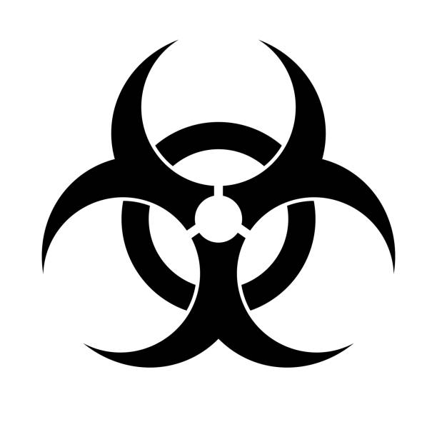 바이오하자드 실루엣 아이콘입니다. 생물학적 위험. 벡터. - toxic waste biochemical warfare biohazard symbol dirty stock illustrations