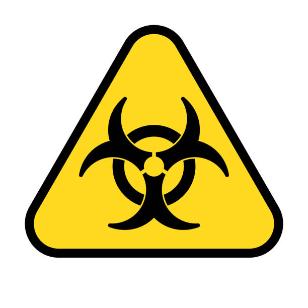 dreieckiges symbol für biologische gefahren. biologische gefahr. vektor. - toxic waste biochemical warfare biohazard symbol dirty stock-grafiken, -clipart, -cartoons und -symbole