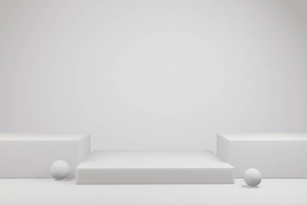 istock Product display stand on white background.Abstract grey backdrop concept.Geometric platform show cosmetic product.Podium on white background.Stage showcase.Minimal mockup 3D rendering 1744600288