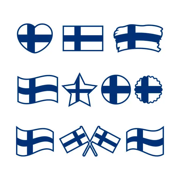 Vector illustration of Finland flag icon set vector isolated on a white background