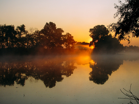 Hopewell Lake at dawn, French Creek State Park, Pennsylvania, USA