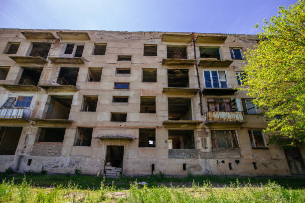 Abandoned multistory house. Consequence of war