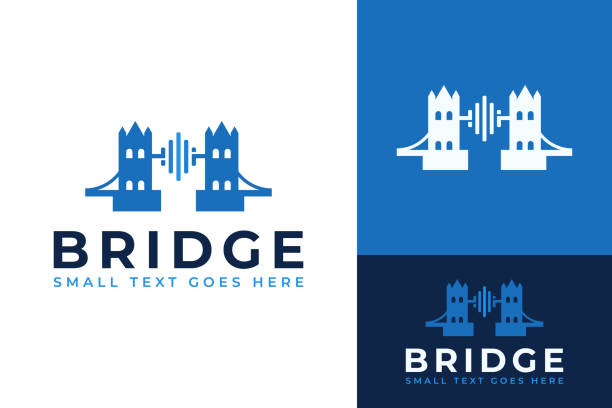 kreative brücke mit schallwelle für podcast-tour-tourismus-logo-design-branding-vorlage - thames river audio stock-grafiken, -clipart, -cartoons und -symbole