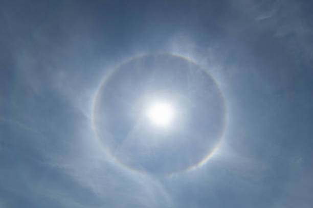rainbow ring phenomenon that occurs around sun is rare natural phenomenon that occurs frequently during rainy season and rainbow ring phenomenon that occurs around sun in Thailand is called Sun Halo.