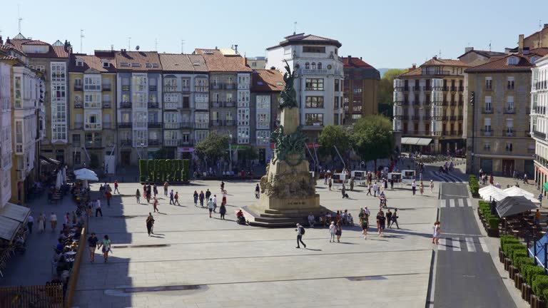 Plaza de la Virgen Blanca in the historic center of the monumental city of Vitoria, Basque Country Spain.