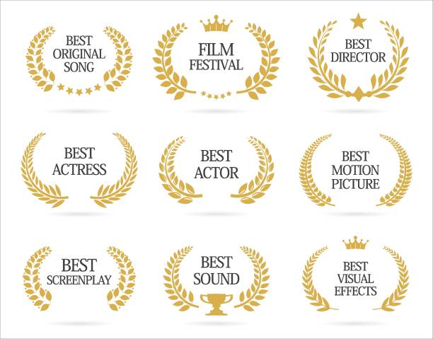 kolekce ocenění vavřínové věnce pro filmové festivaly vektorová ilustrace - alpes maritimes fotky stock ilustrace