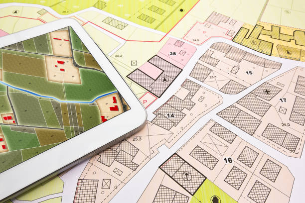 istock Buildings Permit concept with imaginary cadastral on digital tablet - building activity and construction industry with General Urban Plan 1744708746