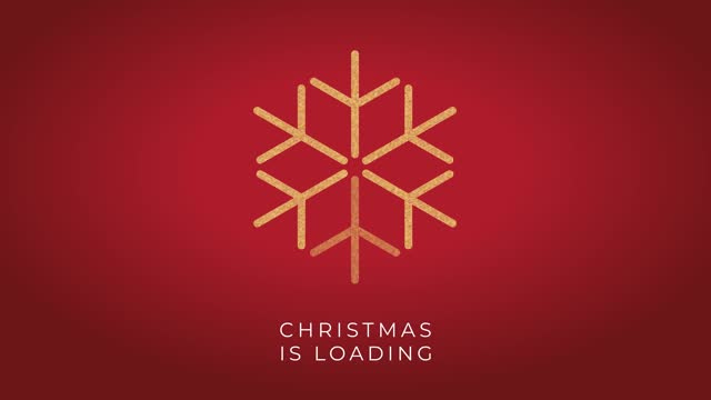 Christmas is loading. Christmas background with Snowflake as loader indicator. 4k stock video footage, motion graphic animation. design element on red and black background