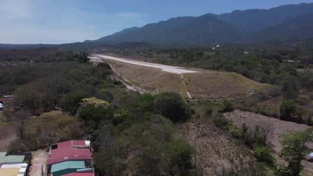 Aerial view of airport runway in picturesque town of Gracias, Honduras
