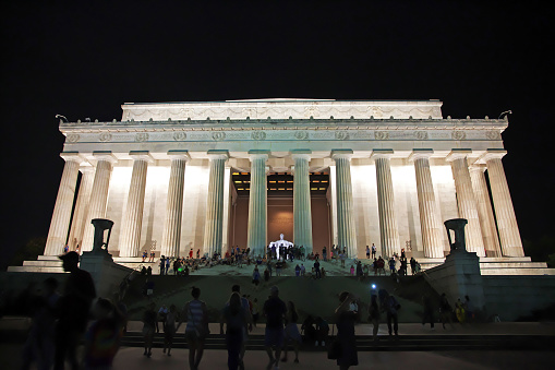 Washington, United States - 04 Jul 2017: The Lincoln memorial in Washington, United States