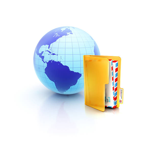 온라인 이메일 메시지함 봉투를 있는 폴더 아이콘을 전 - filing documents mail data network server 뉴스 사진 이미지