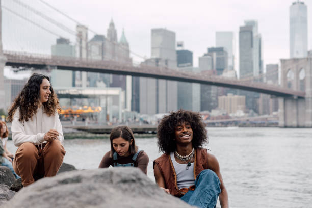 istock Group of young friends visiting New York 1744746480