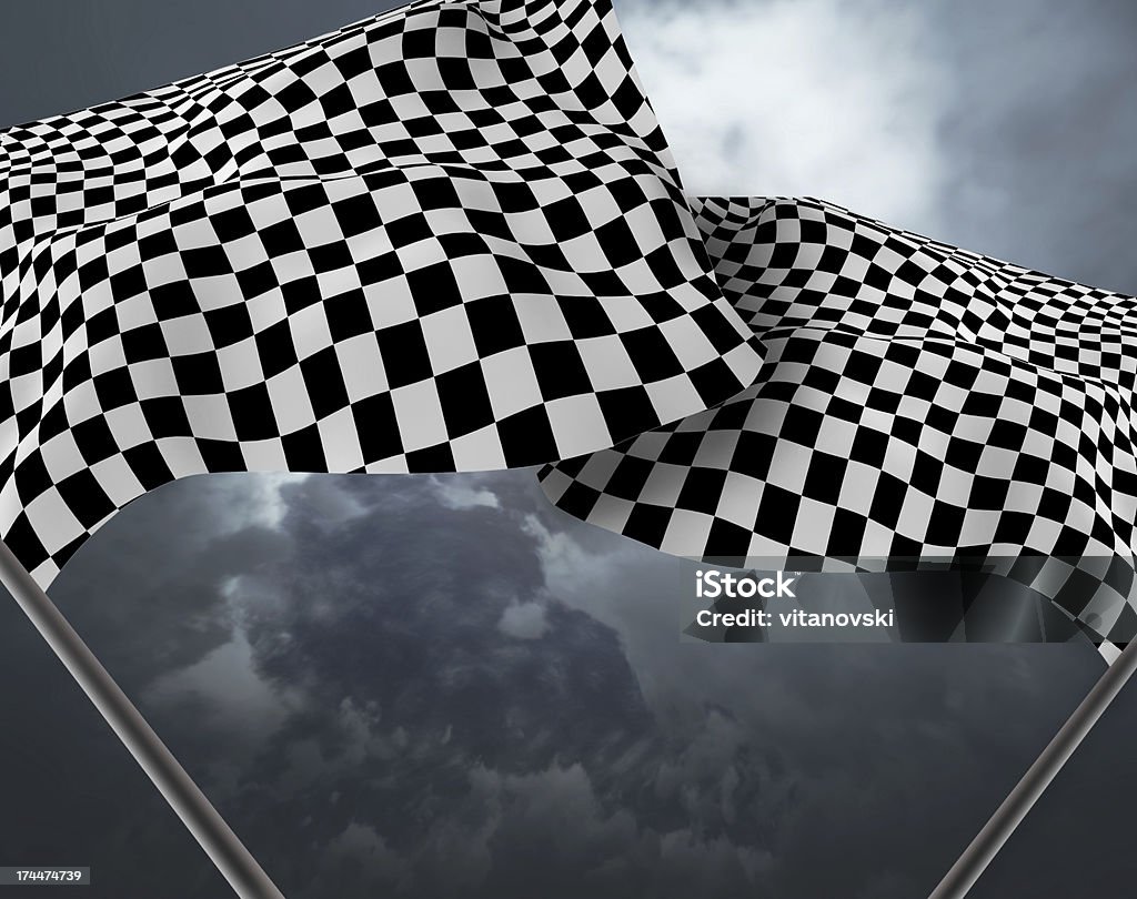 Large Checkered Flag Two large Checkered Flag Stock Car Stock Photo