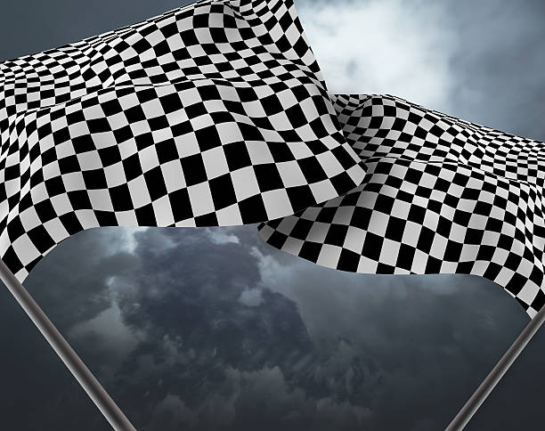 Large Checkered Flag Two large Checkered Flag stock car stock pictures, royalty-free photos & images