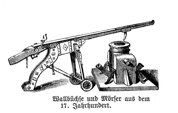 Wall gun infantry musket and a  lightweight  man-portable muzzle-loaded mortar of the 17th century