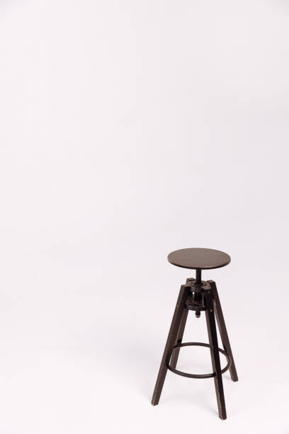 istock Vintage wooden stool on white background 1744747872