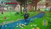Video Game Mock-up Screen: Gameplay of 3D Fantasy Role Playing Game Featuring Female Hero Character on Adventure, Exploring World. Fun Video Game of Puzzles, Quests Set in Magical Forest. 3D Render.