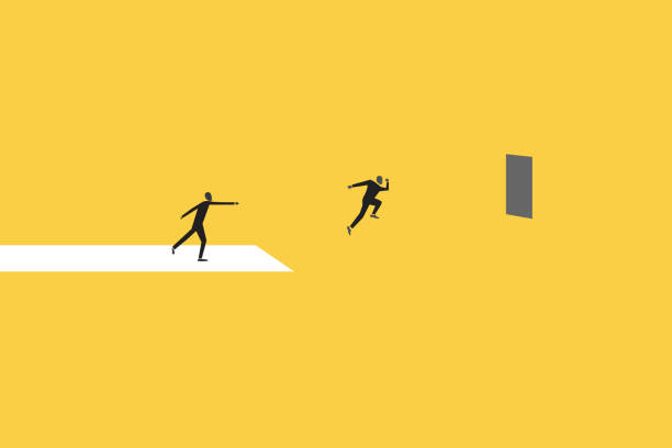 istock Business challenge concept with man jump to the window. Goal or target behind obstacle. Eps10 vector illustration. 1744750935