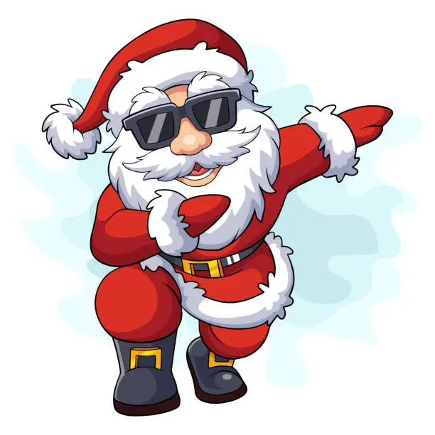 Vector illustration of Cartoon santa claus dancing dab