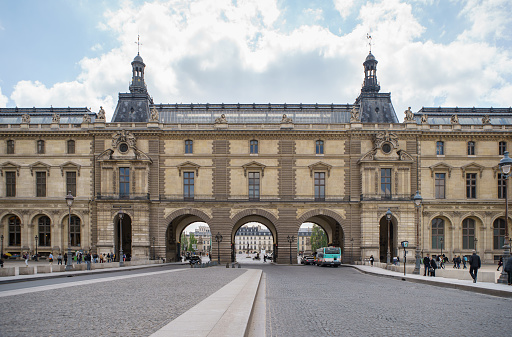 Facade of Louvre Palace photographed in details