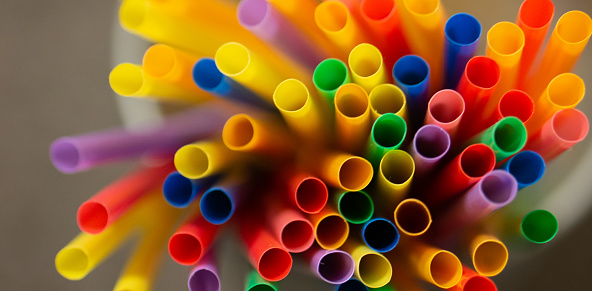 abstract creation with colored straws