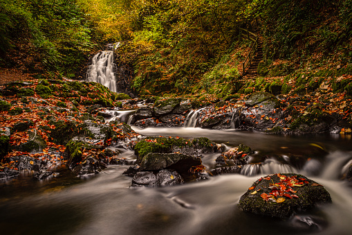 Glenoe Waterfall During Autumn, Larne, Northern Ireland