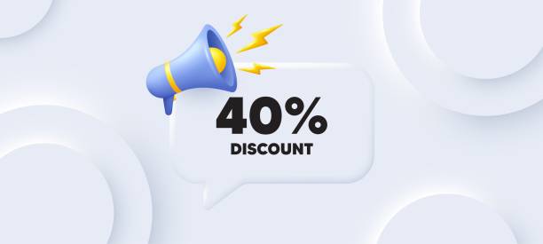 istock 40 percent discount. Sale offer price sign. Neumorphic background. Vector 1744764683