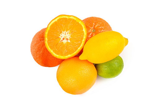 Citrus fruits isolated on white background.