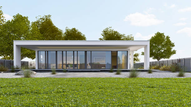istock Modern white bungalow in autumn 1744775740