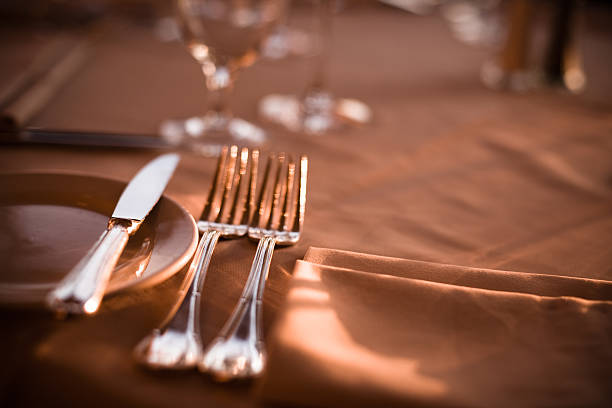 Fine Dining Fine Dining place setting table plate dining table stock pictures, royalty-free photos & images