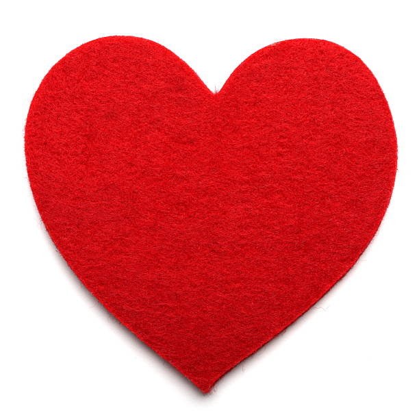 Big red felt heart on a white background Red Felt Heart - Isolated on White felt textile stock pictures, royalty-free photos & images