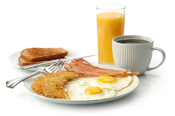 Breakfast Hearty Breakfast on White. hash brown stock pictures, royalty-free photos & images