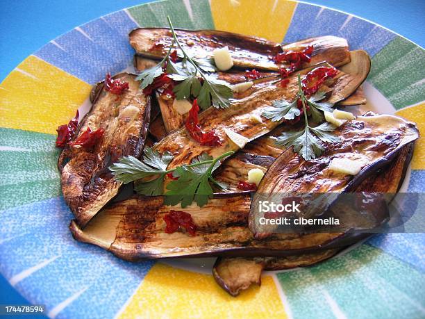 Grilled Aubergine Stock Photo - Download Image Now - Crockery, Egg - Food, Eggplant