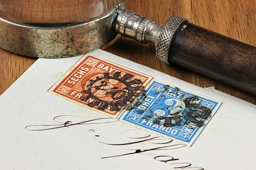 2 Bavarian Kreuzer stamps on envelope