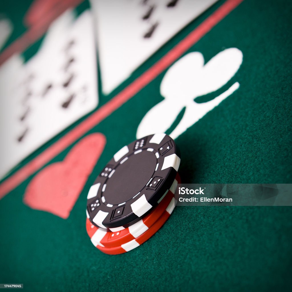 Poker Detailed shot of a poker table. Concepts Stock Photo