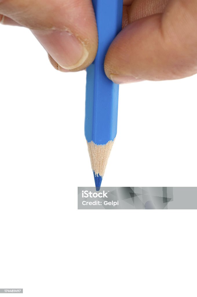 Mão com caneta Azul sobre um fundo branco - Royalty-free Anotação Foto de stock