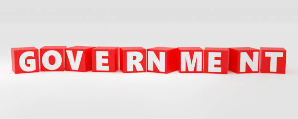 istock 3d render sign government on red cubes and light background. Simple minimalism concept. 1744815684
