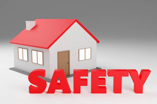 istock Luxury inscription safety on grey podium, soft light, smooth background, 3d rendering 1744816217