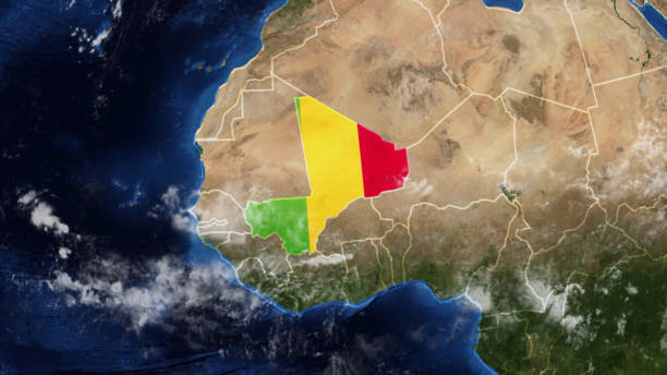 istock Flag-Adorned Map of Mali 1744816774