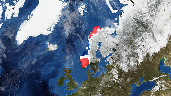 Credit: https://www.nasa.gov/topics/earth/images\n\nAn illustrative stock image showcasing the distinctive flag of Norway beautifully draped across a detailed map of the country, symbolizing the rich history and cultural pride of this renowned European nation.