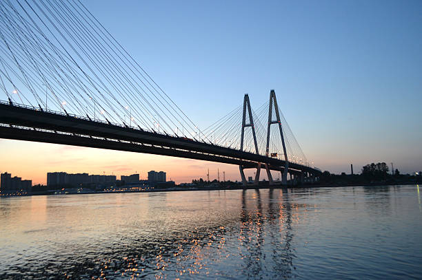 istock Cable-braced bridge across the river Neva 174481892