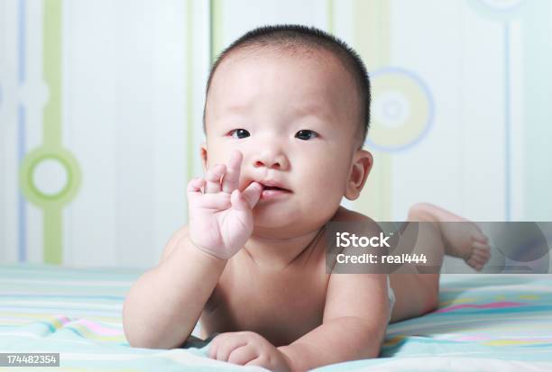 My Baby Playing In Bed Stock Photo - Download Image Now - 6-11 Months, Asian and Indian Ethnicities, Babies Only